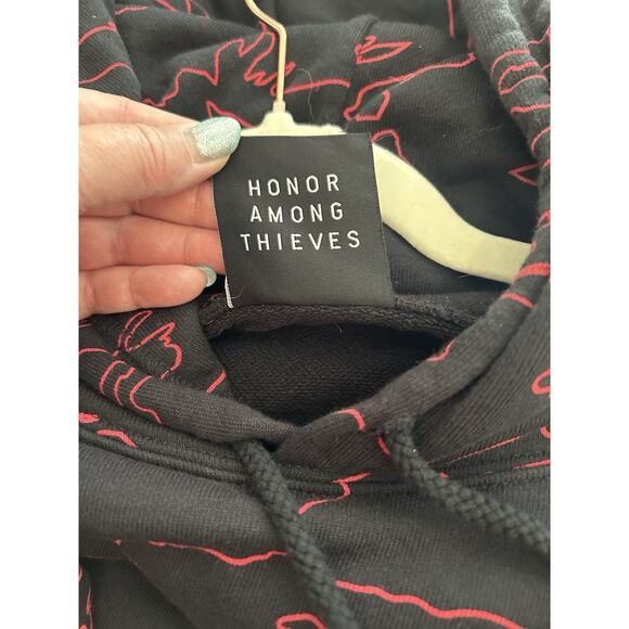 100 Thieves Geography Hoodie Black Red Sweatshirt Gaming Streetwear Size XL EUC - Picture 7 of 8